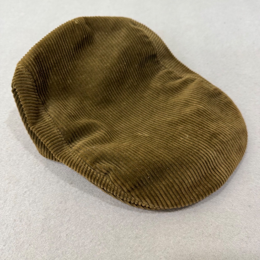 Unbranded Flat Cap Mens Medium Olive Green Vintage Corduroy Snap Brim USA Made